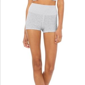 Alo alosoft shorts and bra heather grey set